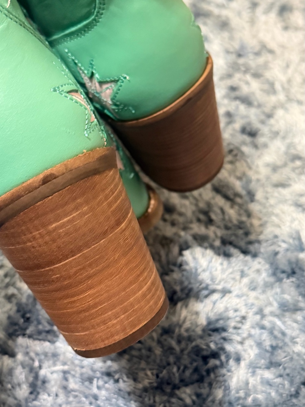 NWT Dingo Starburst DI2248 Green White Star Leather Cowboy Boots Size 7M - Picture 14 of 15